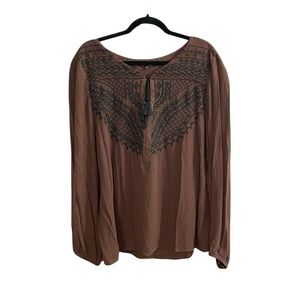 MASSIMO DUTTI Boho Blouse Brown Black 12